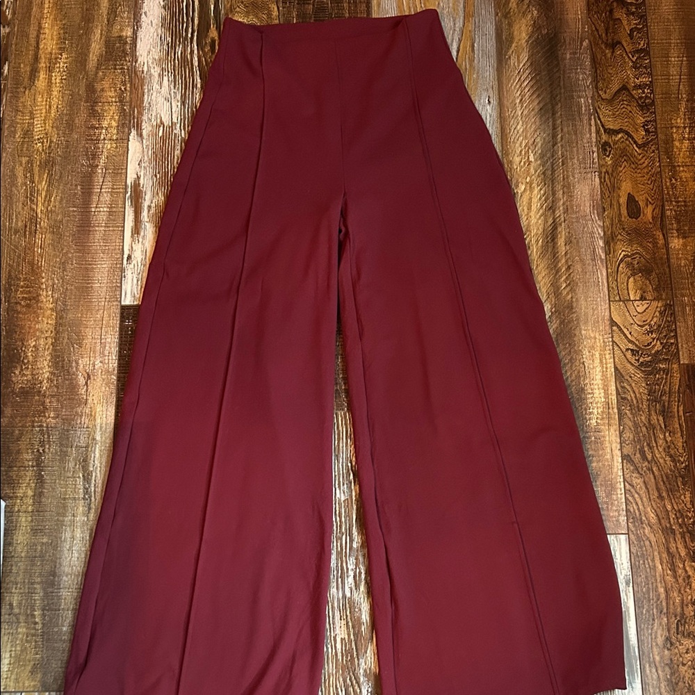 Elegant Ziya Burgundy Wide-Leg Pants